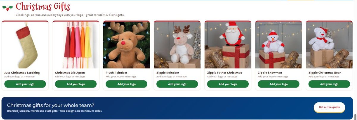 Branded Christmas gifts: stockings, aprons and plush toys with your logo