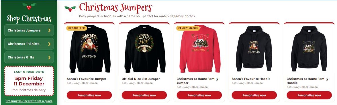 Personalised Christmas jumpers and hoodies with a name from Westcoast Workwear